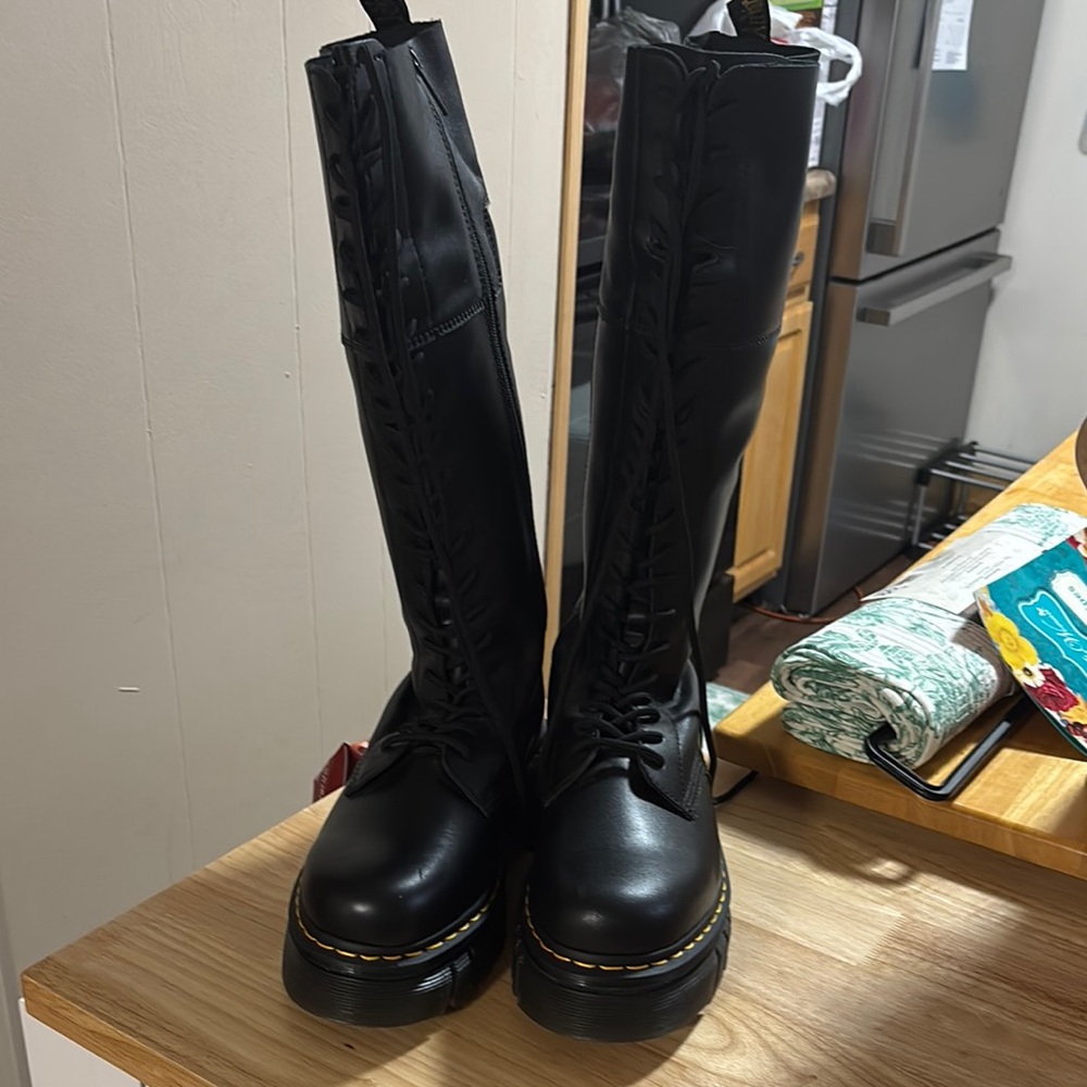 Dr. Martens Black Lace Up Boots with Sturdy Stitching